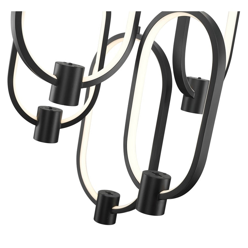 Z-Lite Saros 1 Light 16" Chandelier, Matte Black/White