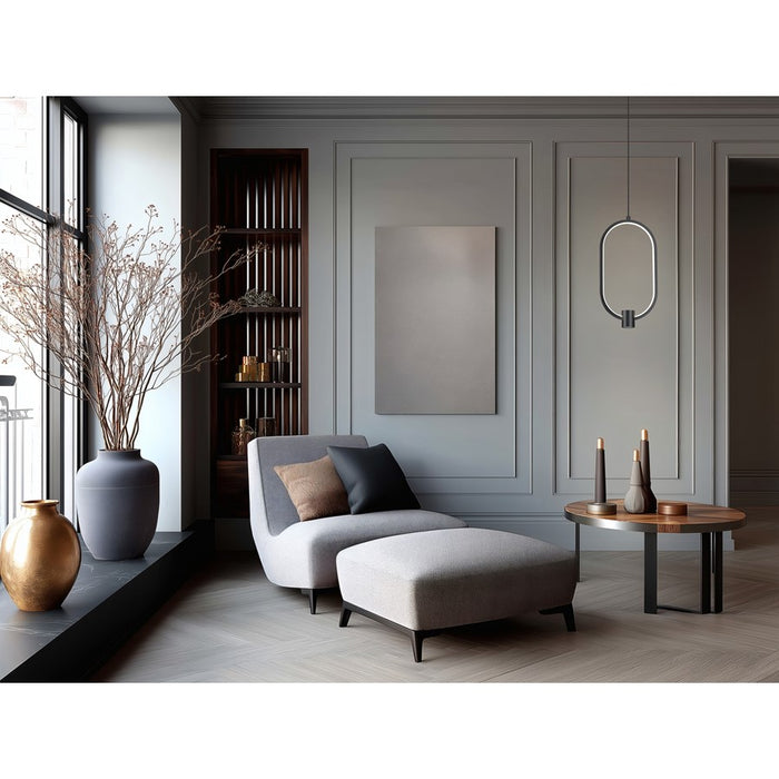 Z-Lite Saros 1 Light 9" Pendant, Matte Black/White