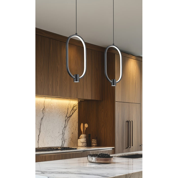 Z-Lite Saros 1 Light 9" Pendant, Matte Black/White
