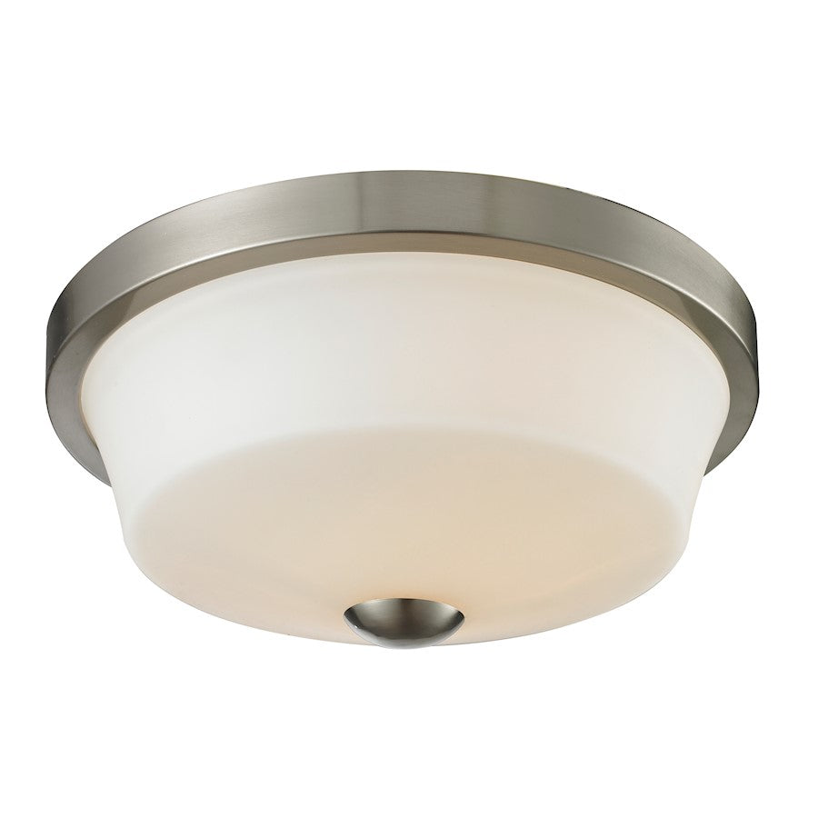 Z-Lite Montego 2 Light Flush Mount, Brushed Nickel, Matte Opal - 410F2