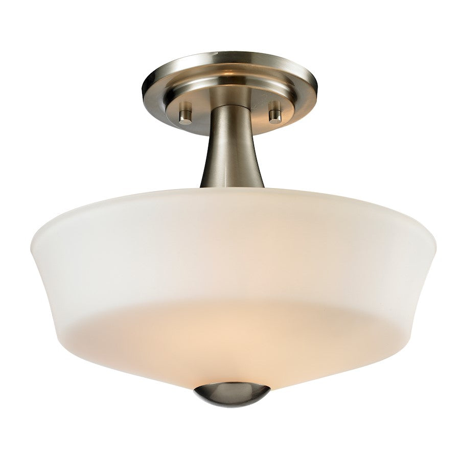 Z-Lite Montego 2 Light Semi Flush Mount, Brushed Nickel, Matte Opal - 410SF2
