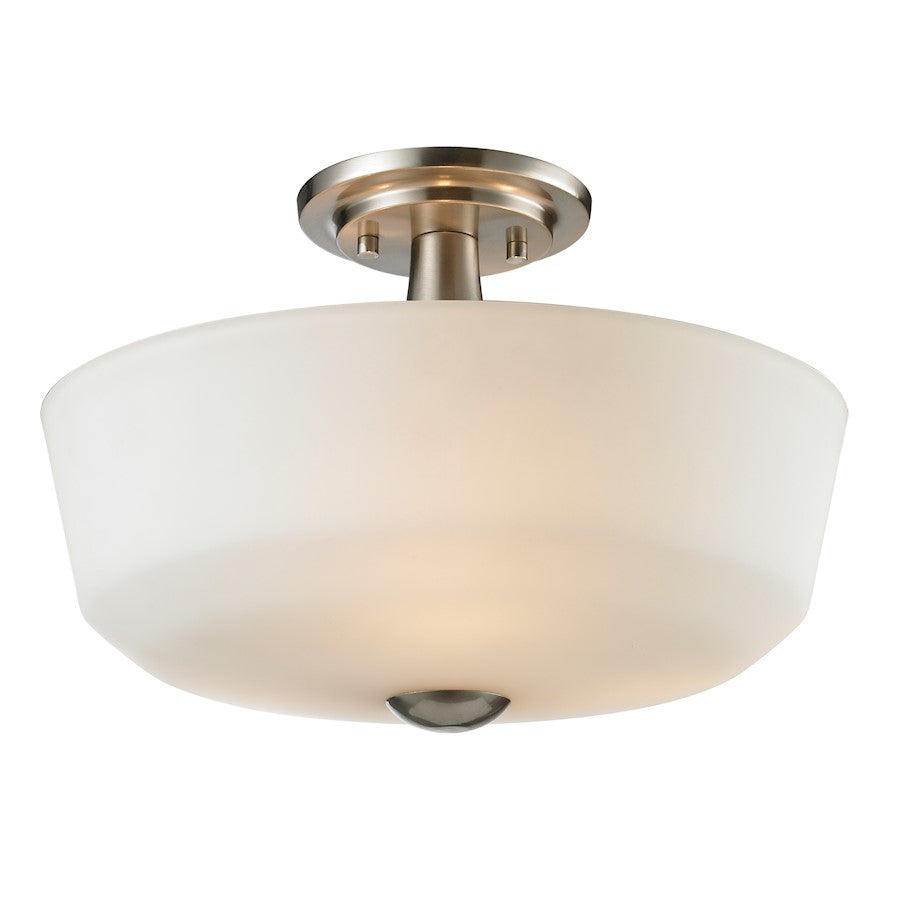 Z-Lite Montego 3 Light Semi Flush Mount, Brushed Nickel, Matte Opal - 410SF3