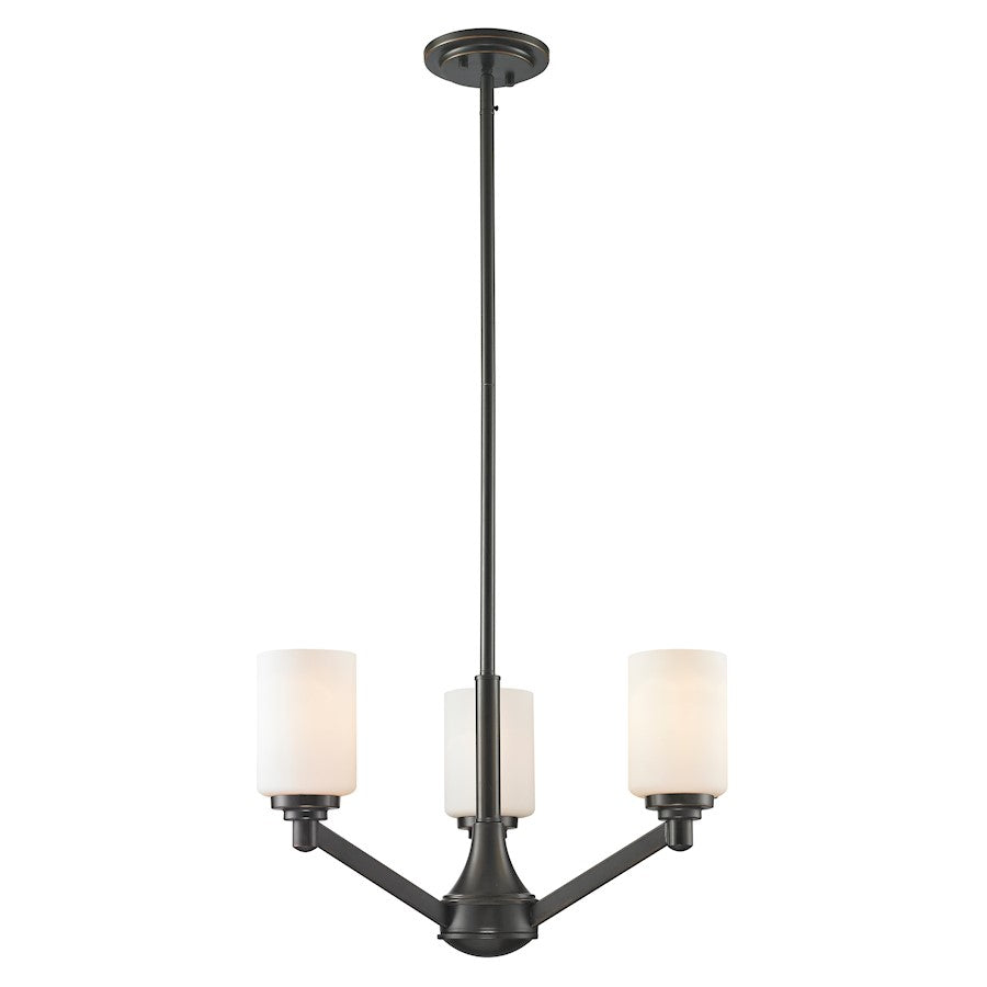 Z-Lite Montego 3 Light Chandelier, Coppery Bronze, Matte Opal - 411-3