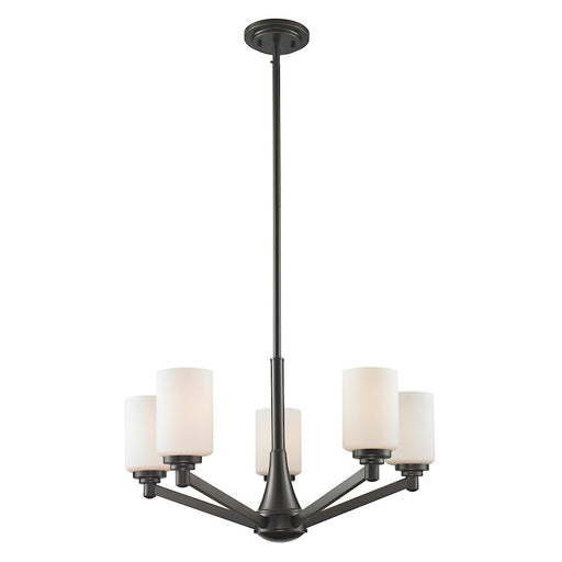 Z-Lite Montego 5 Light Chandelier, Coppery Bronze, Matte Opal - 411-5