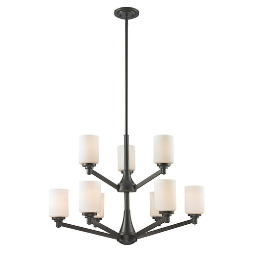 Z-Lite Montego 9 Light Chandelier, Coppery Bronze, Matte Opal - 411-9