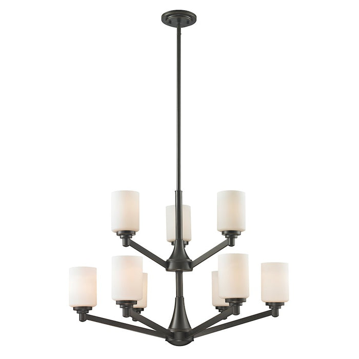 Z-Lite Montego 9 Light Chandelier, Coppery Bronze, Matte Opal - 411-9