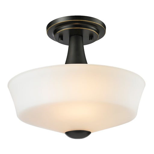 Z-Lite Montego 2 Light Semi Flush Mount, Coppery Bronze, Matte Opal - 411SF2