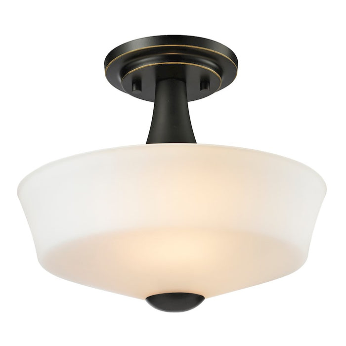 Z-Lite Montego 2 Light Semi Flush Mount, Coppery Bronze, Matte Opal - 411SF2