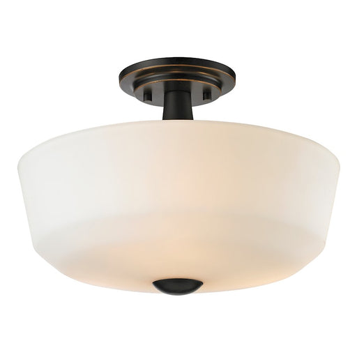 Z-Lite Montego 3 Light Semi Flush Mount, Coppery Bronze, Matte Opal - 411SF3