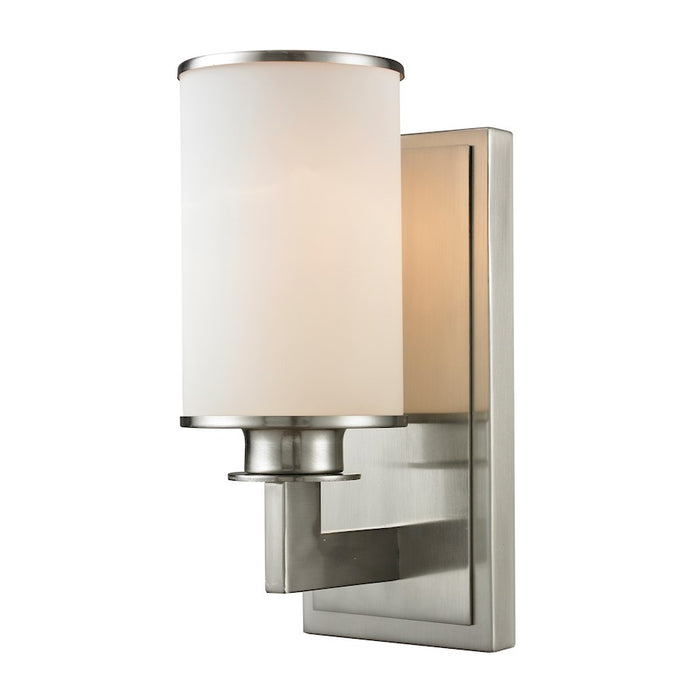 Z-Lite Savannah 1 Light Wall Sconce, Brushed Nickel, Matte Opal - 412-1S
