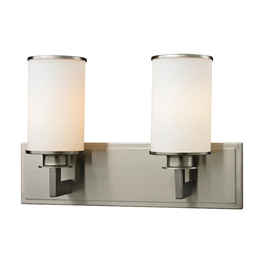 Z-Lite Savannah 2 Light Vanity, Brushed Nickel, Matte Opal - 412-2V