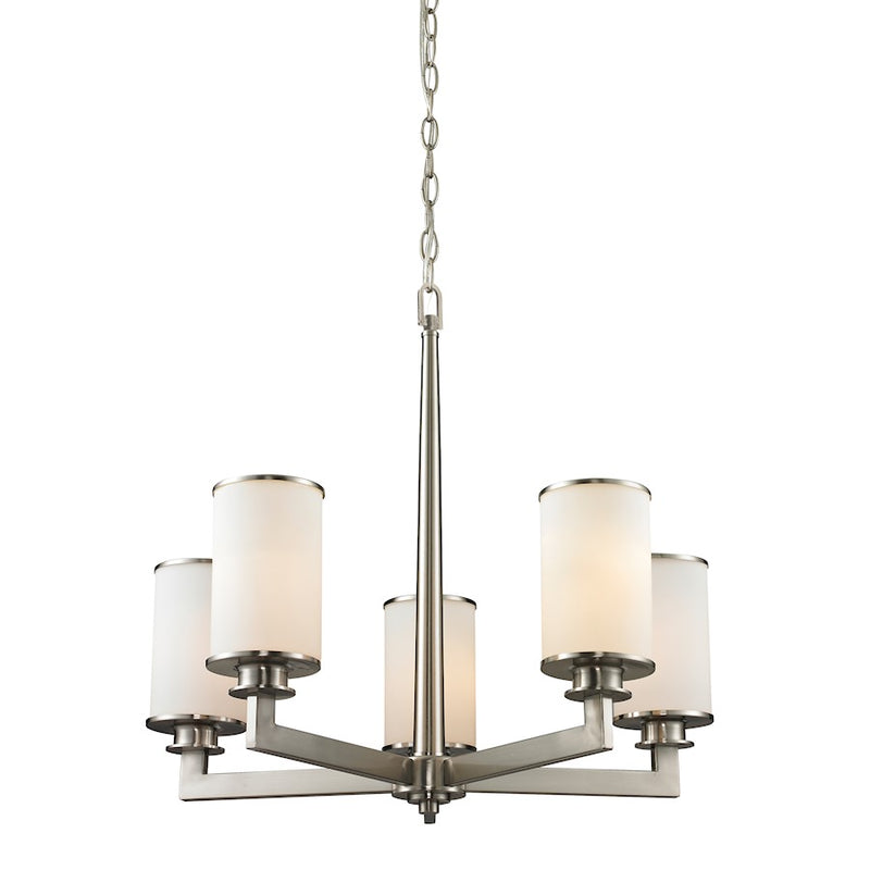 Z-Lite Savannah 5 Light Chandelier, Brushed Nickel, Matte Opal - 412-5