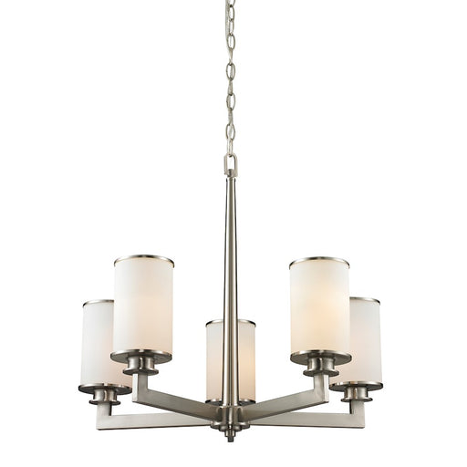 Z-Lite Savannah 5 Light Chandelier, Brushed Nickel, Matte Opal - 412-5