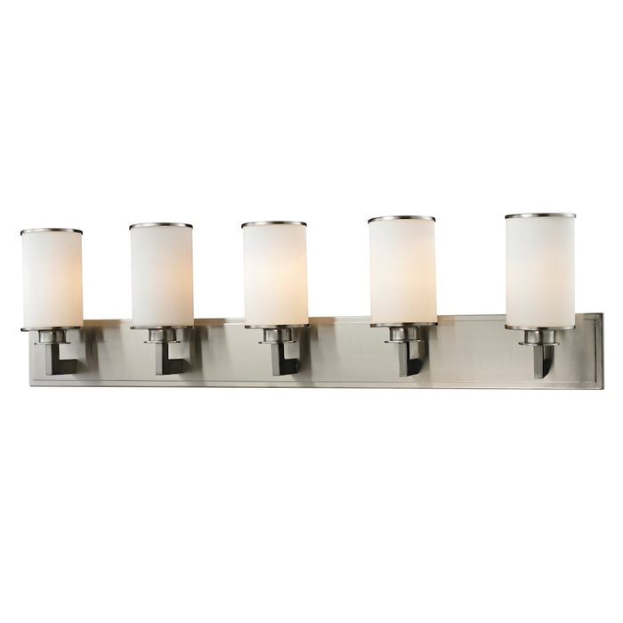 Z-Lite Savannah 5 Light Vanity, Brushed Nickel, Matte Opal - 412-5V