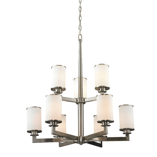 Z-Lite Savannah 9 Light Chandelier, Brushed Nickel, Matte Opal - 412-9