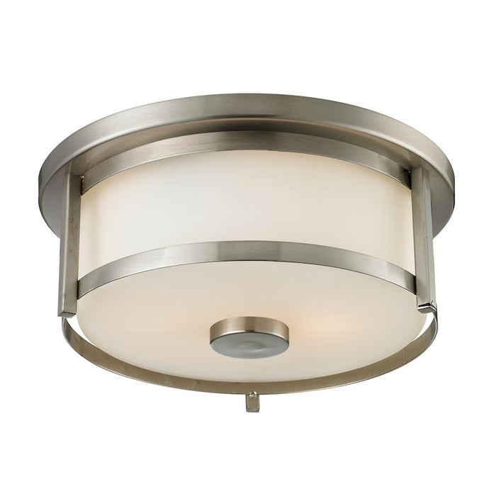 Z-Lite Savannah 2 Light Flush Mount, 11x5", Brushed Nickel, Matte Opal - 412F11