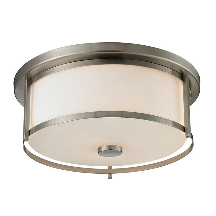 Z-Lite Savannah 3 Light Flush Mount, Brushed Nickel, Matte Opal - 412F16
