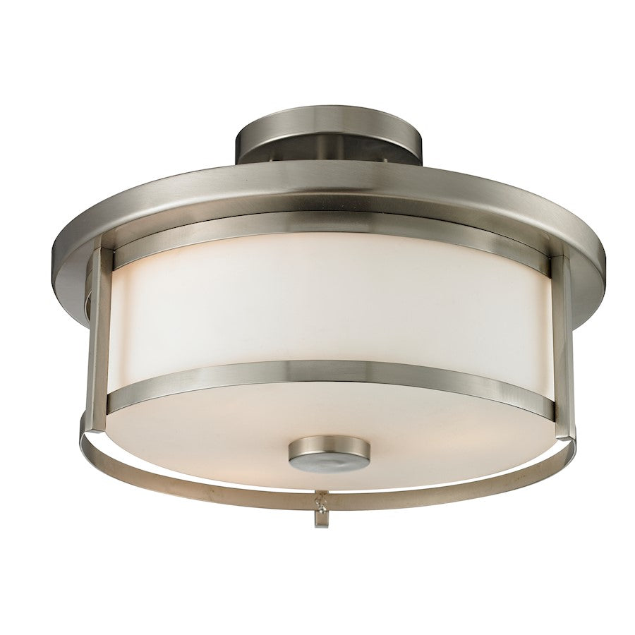Z-Lite Savannah 2 Light Semi Flush Mount, Brushed Nickel, Matte Opal - 412SF14