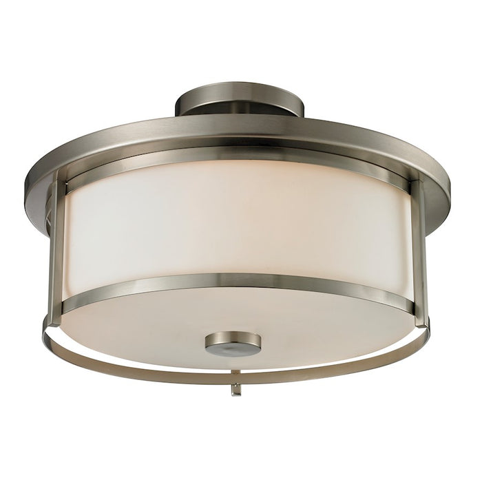 Z-Lite Savannah 3 Light Semi Flush Mount, Brushed Nickel, Matte Opal - 412SF16