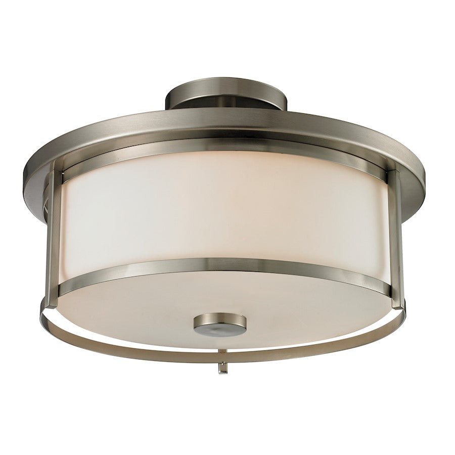 Z-Lite Savannah 3 Light Semi Flush Mount, Brushed Nickel, Matte Opal - 412SF16