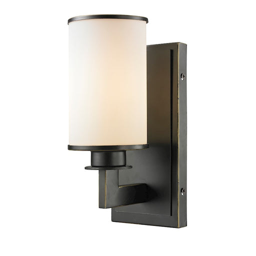 Z-Lite Savannah 1 Light Wall Sconce, Olde Bronze, Matte Opal - 413-1S