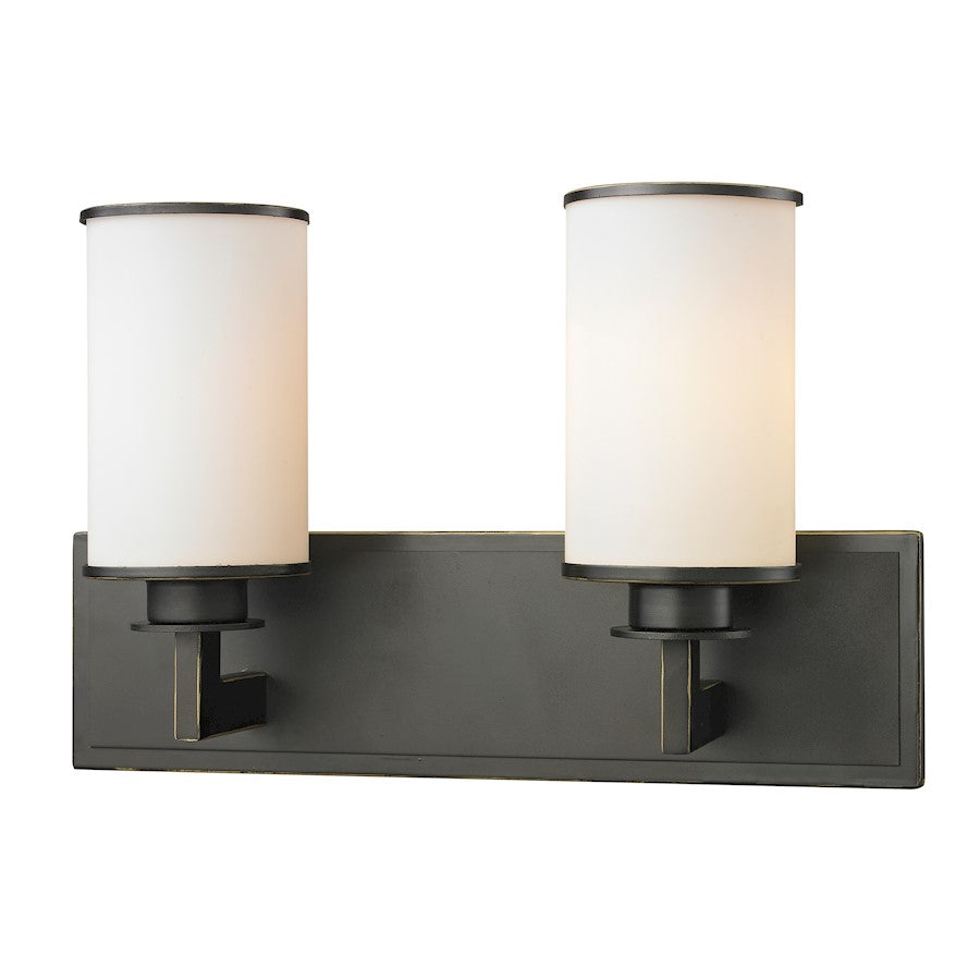 Z-Lite Savannah 2 Light Vanity, Olde Bronze, Matte Opal - 413-2V