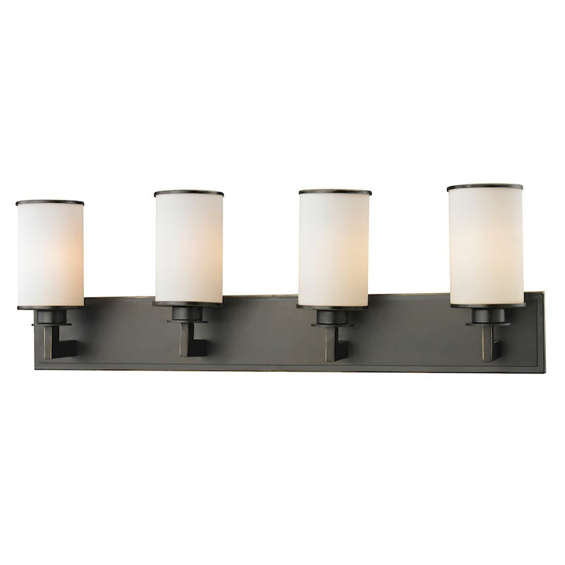 Z-Lite Savannah 4 Light Vanity, Olde Bronze, Matte Opal - 413-4V