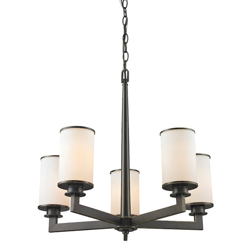Z-Lite Savannah 5 Light Chandelier, Olde Bronze, Matte Opal - 413-5