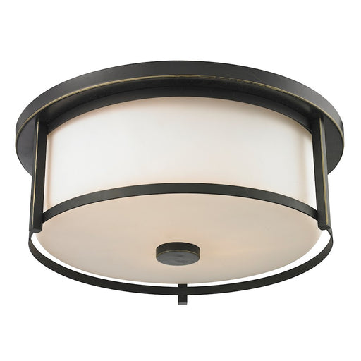 Z-Lite Savannah 3 Light Flush Mount, Olde Bronze, Matte Opal - 413F16