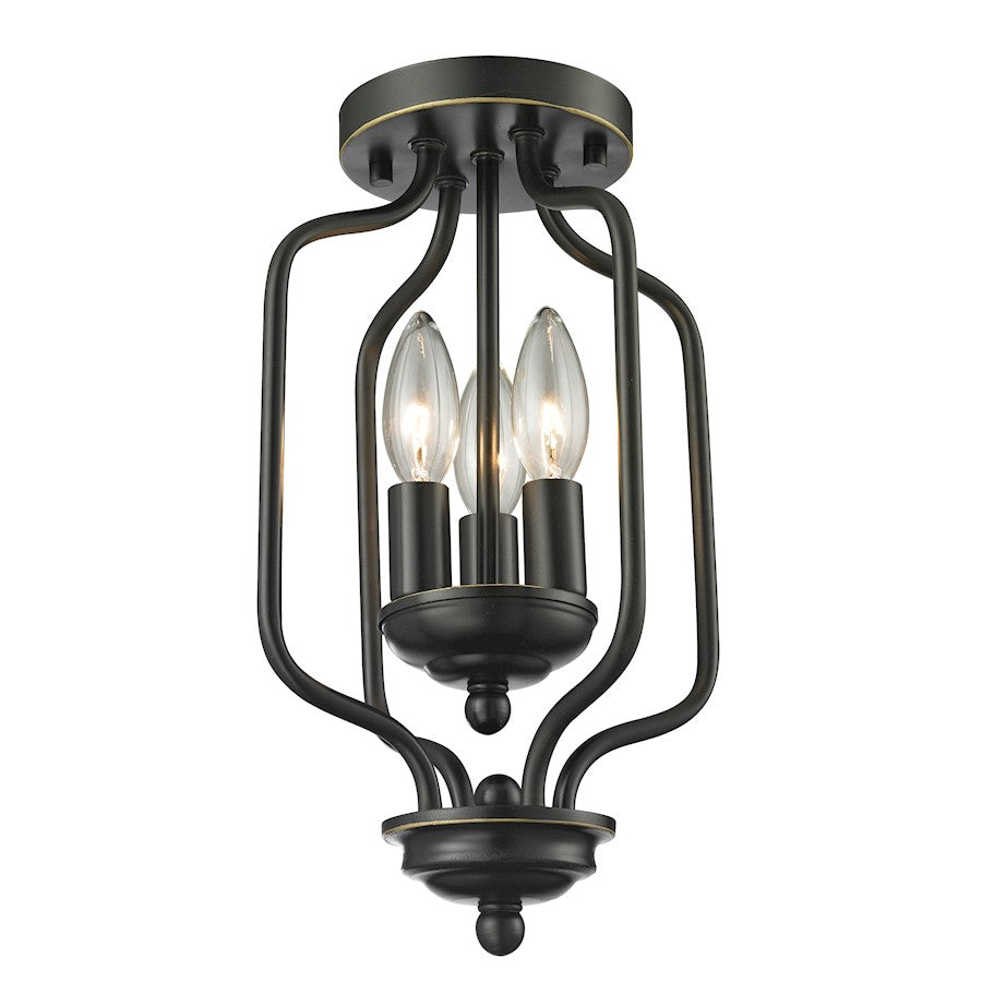 Z-Lite Cardinal 3 Light Flush Mount, Olde Bronze - 414-14