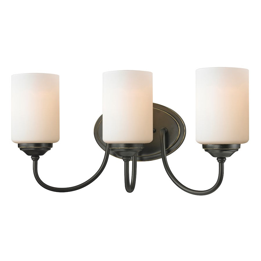 Z-Lite Cardinal 3 Light Vanity, Olde Bronze, Matte Opal - 414-3V