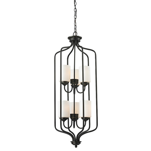 Z-Lite Cardinal 6 Light Pendant, Olde Bronze, Matte Opal - 414-40
