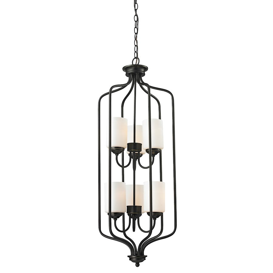 Z-Lite Cardinal 6 Light Pendant, Olde Bronze, Matte Opal - 414-40