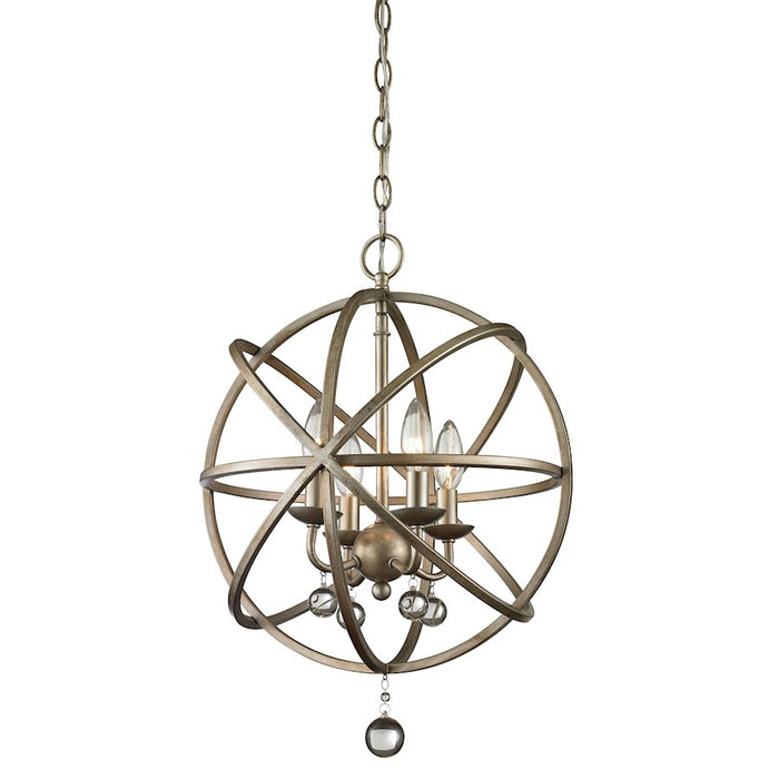 Z-Lite Acadia 4 Light Pendant, Antique Silver - 415-16