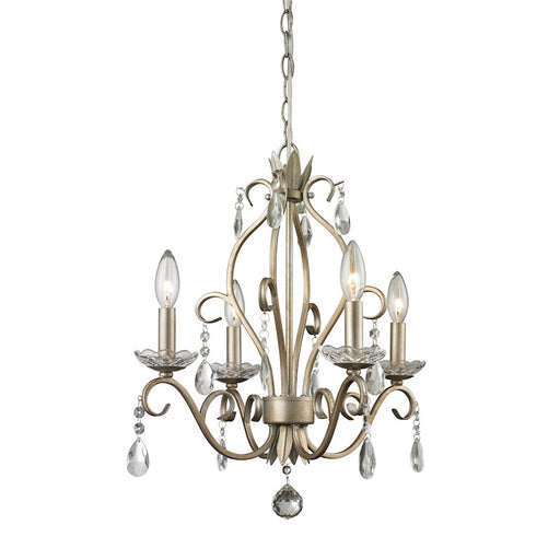 Z-Lite Princess Chandeliers 4 Light Mini Chandelier, 17.125x20.625", Silver - 424AS