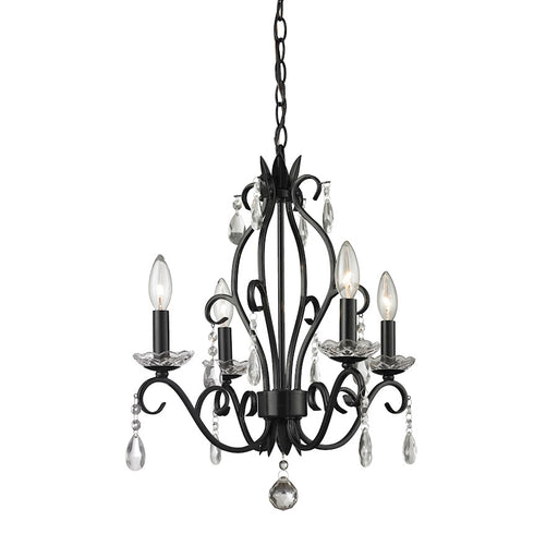 Z-Lite Princess Chandeliers 4 Light Mini Chandelier, Matte Black - 425MB