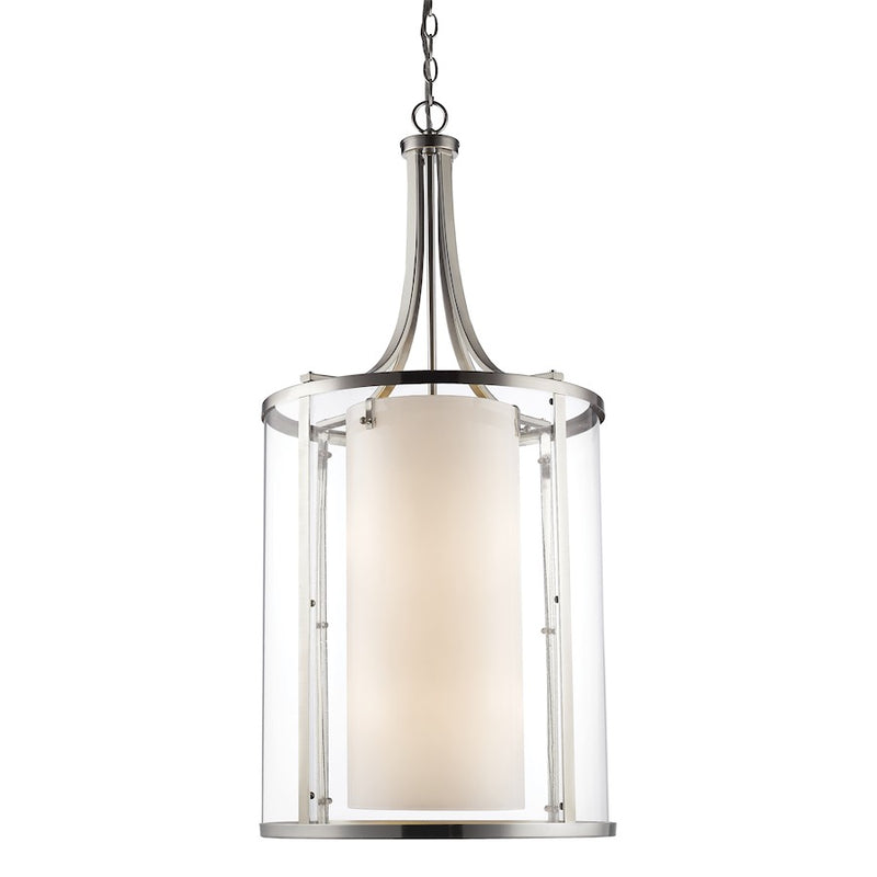 Z-Lite Willow 12 Light Pendant, Brushed Nickel, Clear Out/Matte Opal In - 426-12-BN