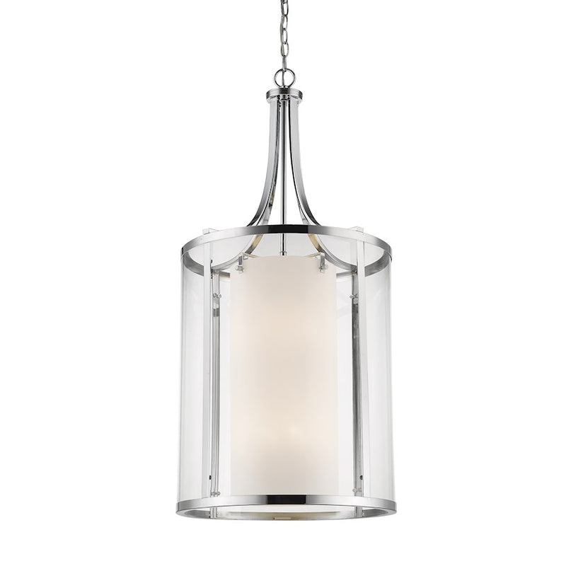Z-Lite Willow 12 Light Chandelier, Chrome, Clear Out/Matte Opal In - 426-12-CH