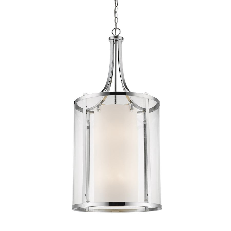 Z-Lite Willow 12 Light Chandelier, Chrome, Clear Out/Matte Opal In - 426-12-CH