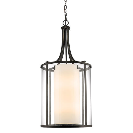 Z-Lite Willow 12 Light Pendant, Olde Bronze, Clear Out/Matte Opal In - 426-12-OB