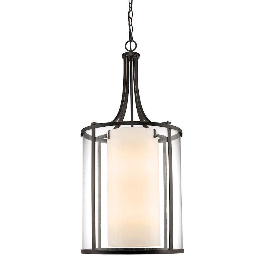 Z-Lite Willow 12 Light Pendant, Olde Bronze, Clear Out/Matte Opal In - 426-12-OB