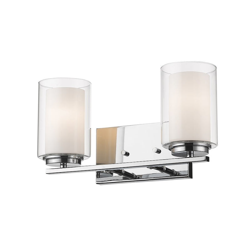 Z-Lite Willow 2 Light Vanity Light, Chrome, Clear Out/Matte Opal In - 426-2V-CH