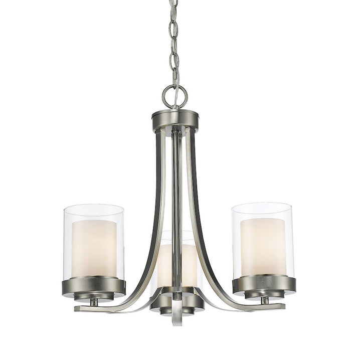 Z-Lite Willow 3 Light Chandelier, Brushed Nickel, Clear Out/Opal In - 426-3C-BN