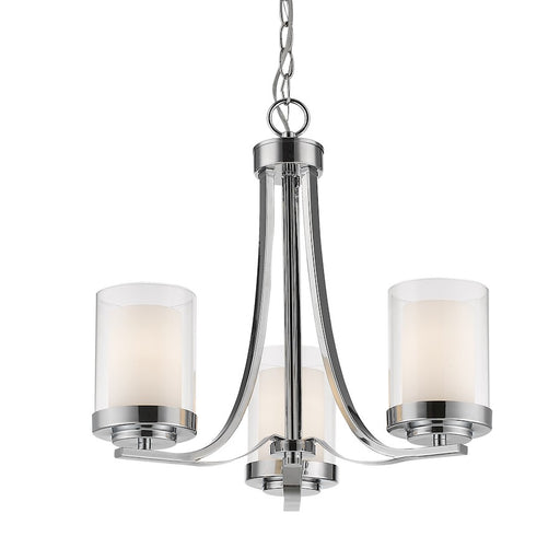 Z-Lite Willow 3 Light Chandelier, 16x16x17.5", Chrome, Clear Out/Opal In - 426-3C-CH
