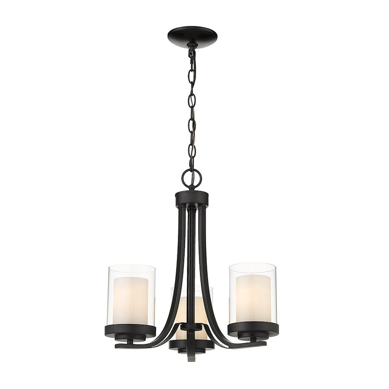Z-Lite Willow Chandelier, Black, Inner White/Outer Clear