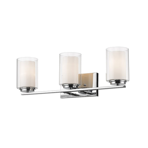 Z-Lite Willow 3 Light Vanity Light, Chrome, Clear Out/Matte Opal In - 426-3V-CH