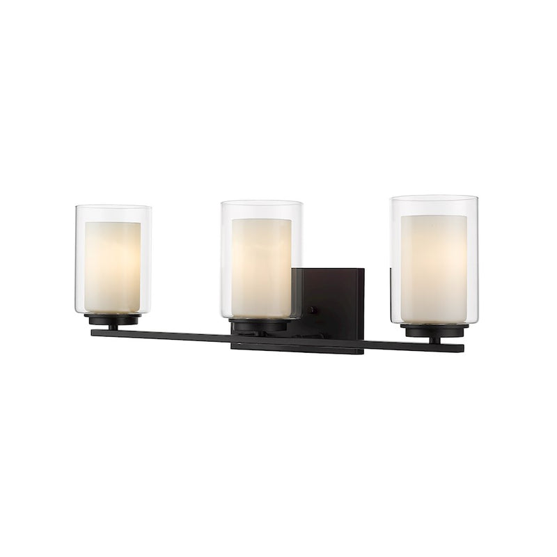 Z-Lite Willow Vanity, Matte Black, Inner White & Outer Clear