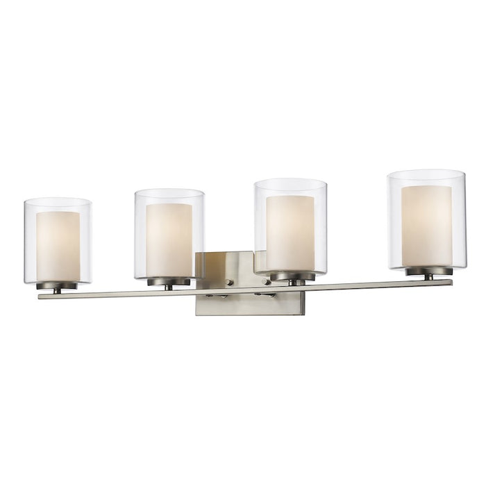 Z-Lite Willow 4 Light Vanity Light, Brushed Nickel, Clear Out/Opal In - 426-4V-BN