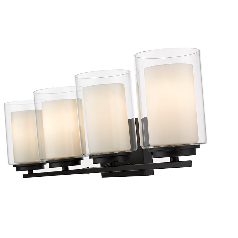 Z-Lite Willow Vanity, Matte Black, Inner White & Outer Clear