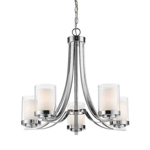 Z-Lite Willow 5 Light Chandelier, Chrome, Clear Out/Matte Opal In - 426-5-CH